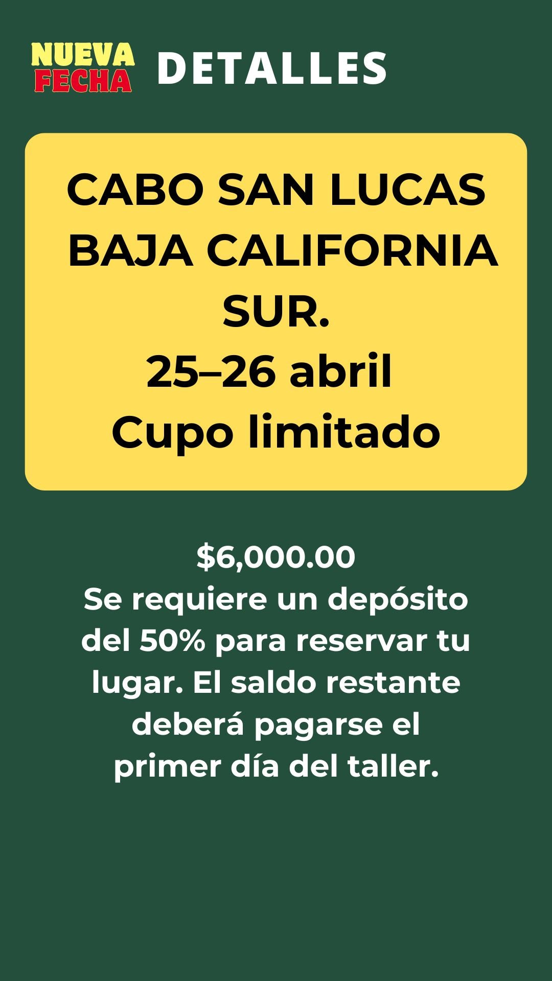 Apartado Taller Presencial Cabo San Lucas 2026