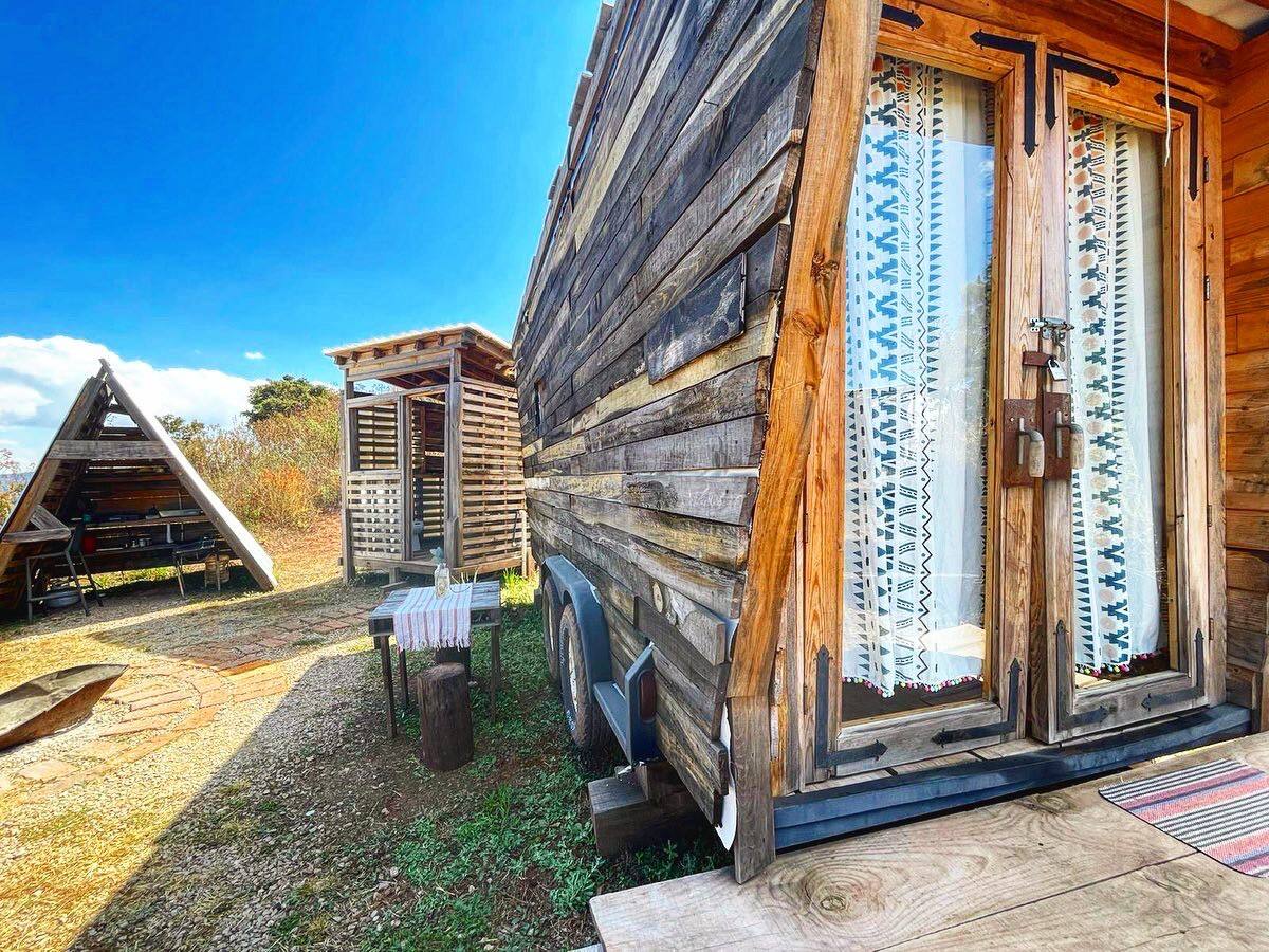 Exterior de madera de la Tiny Remolque en Tapalpa