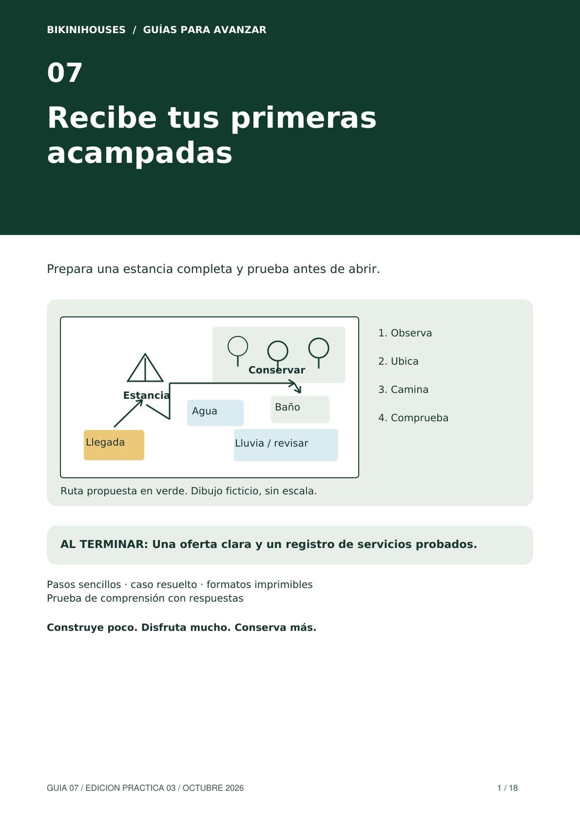 Guía 07 · Primeras acampadas: prepara tu terreno para recibir · 18 páginas